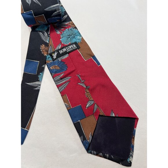 Don Loper Mens Silk Floral Geometric Tie 4" Wide Multicolor - Picture 2 of 5